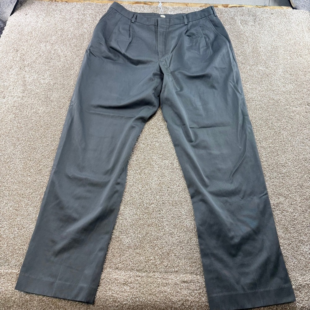 Lands End Mens 38 Regular Pleated Front Solid Pants Work 90s Office Retro